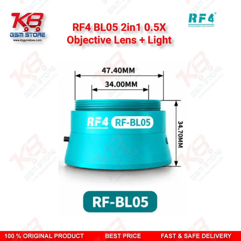 RF4 BL05 2in1 0.5X Objective Lens + Light – LED Illuminated Auxiliary Barlow Lens for Stereo Microscopes