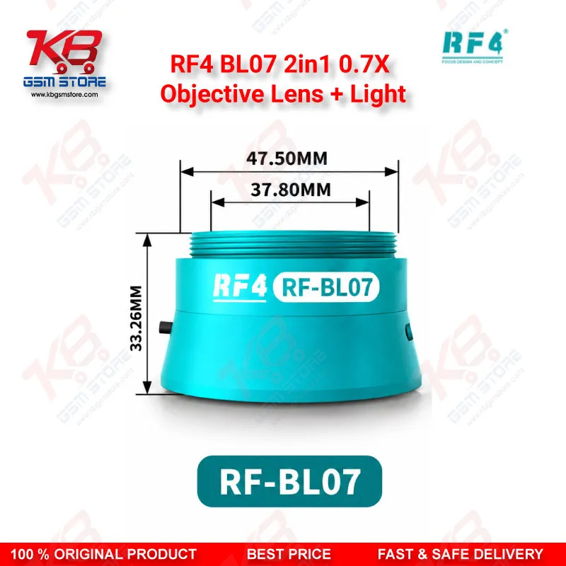 RF4 BL07 2in1 0.7X Objective Lens + Light – Built-In LED Auxiliary Barlow Lens for Stereo Microscopes