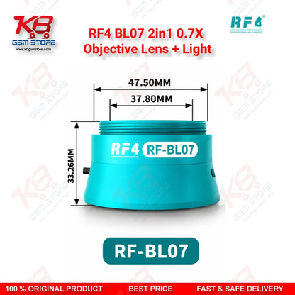 RF4 BL07 2in1 0.7X Objective Lens + Light – Built-In LED Auxiliary Barlow Lens for Stereo Microscopes