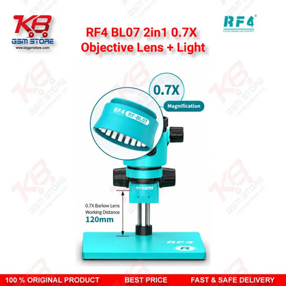 RF4 BL07 2in1 0.7X Objective Lens + Light – Built-In LED Auxiliary Barlow Lens for Stereo Microscopes