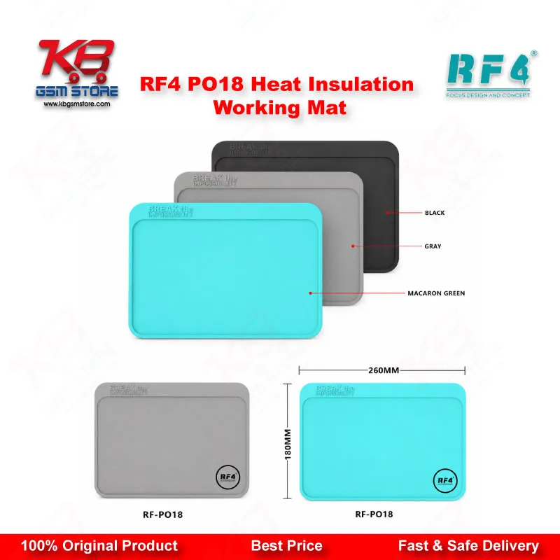 RF4 RF-PO18 Heat Insulation Antistatic Working Mat for Mobile Repair — 26×18 cm Silicone Soldering Pad