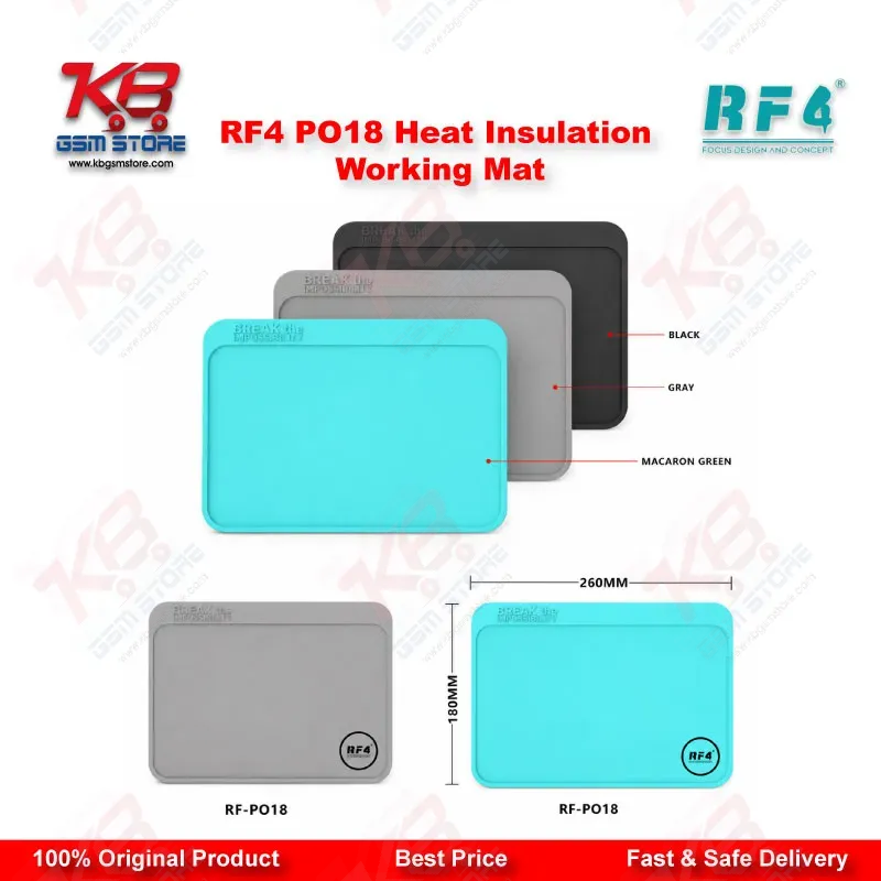RF4 RF-PO18 Heat Insulation Antistatic Working Mat for Mobile Repair — 26×18 cm Silicone Soldering Pad