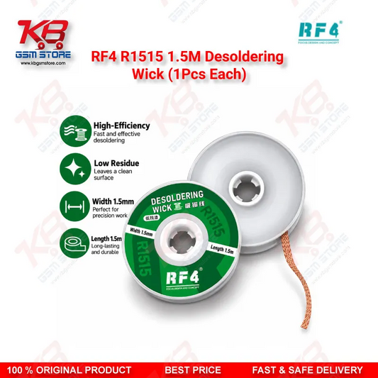 RF4 R1515 1.5M Desoldering Wick (1Pcs Each) – Low-Residue Copper Braid for PCB & BGA Solder Removal