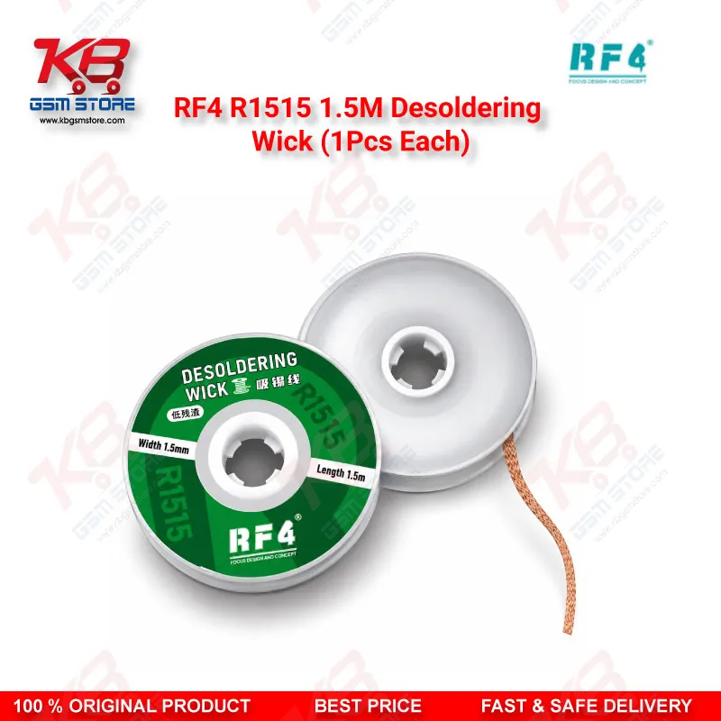 RF4 R1515 1.5M Desoldering Wick (1Pcs Each) – Low-Residue Copper Braid for PCB & BGA Solder Removal