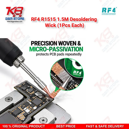 RF4 R1515 1.5M Desoldering Wick (1Pcs Each) – Low-Residue Copper Braid for PCB & BGA Solder Removal