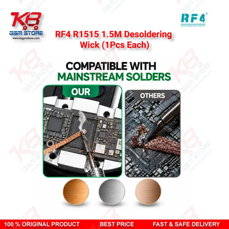 RF4 R1515 1.5M Desoldering Wick (1Pcs Each) – Low-Residue Copper Braid for PCB & BGA Solder Removal