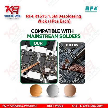 RF4 R1515 1.5M Desoldering Wick (1Pcs Each) – Low-Residue Copper Braid for PCB & BGA Solder Removal