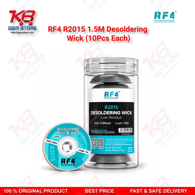 RF4 R2015 1.5M Desoldering Wick (10Pcs Each) – Low-Residue Copper Solder Braid for PCB & BGA Repair
