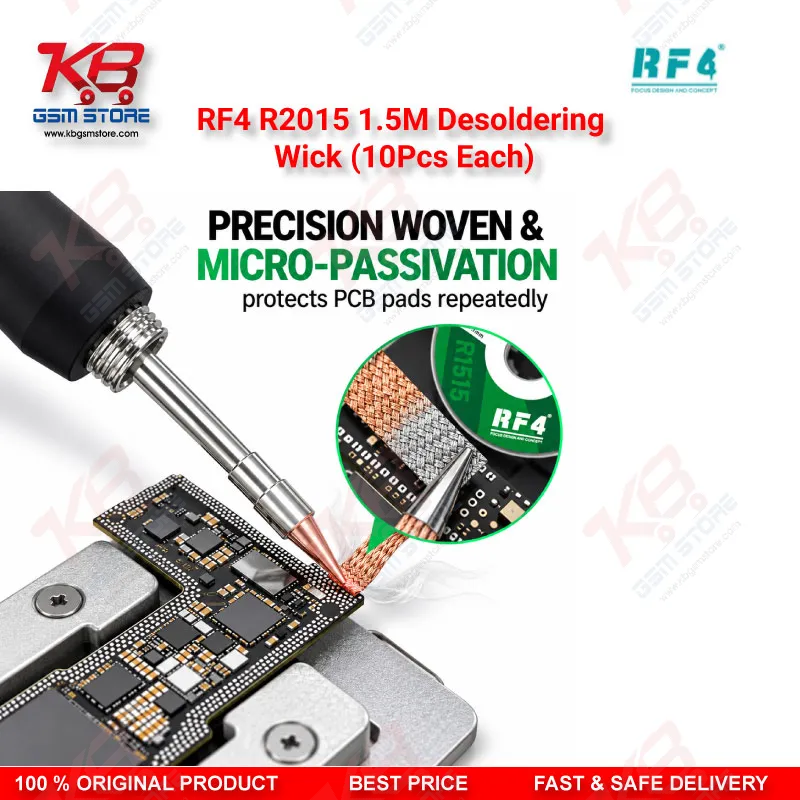 RF4 R2015 1.5M Desoldering Wick (10Pcs Each) – Low-Residue Copper Solder Braid for PCB & BGA Repair