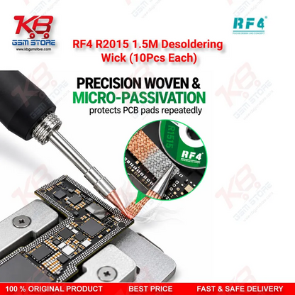 RF4 R2015 1.5M Desoldering Wick (10Pcs Each) – Low-Residue Copper Solder Braid for PCB & BGA Repair