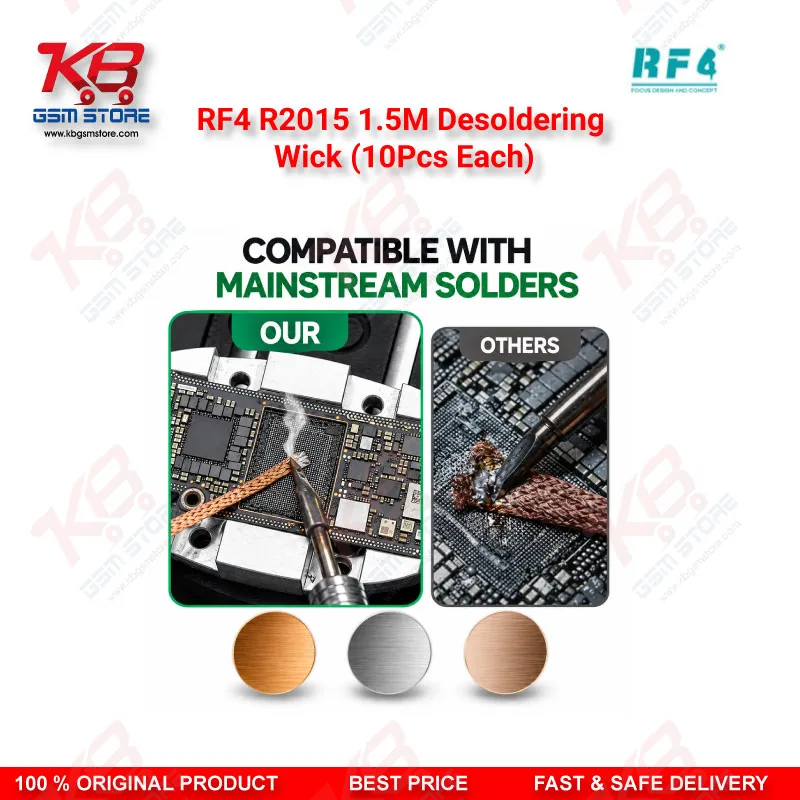 RF4 R2015 1.5M Desoldering Wick (10Pcs Each) – Low-Residue Copper Solder Braid for PCB & BGA Repair