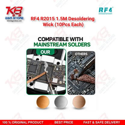 RF4 R2015 1.5M Desoldering Wick (10Pcs Each) – Low-Residue Copper Solder Braid for PCB & BGA Repair