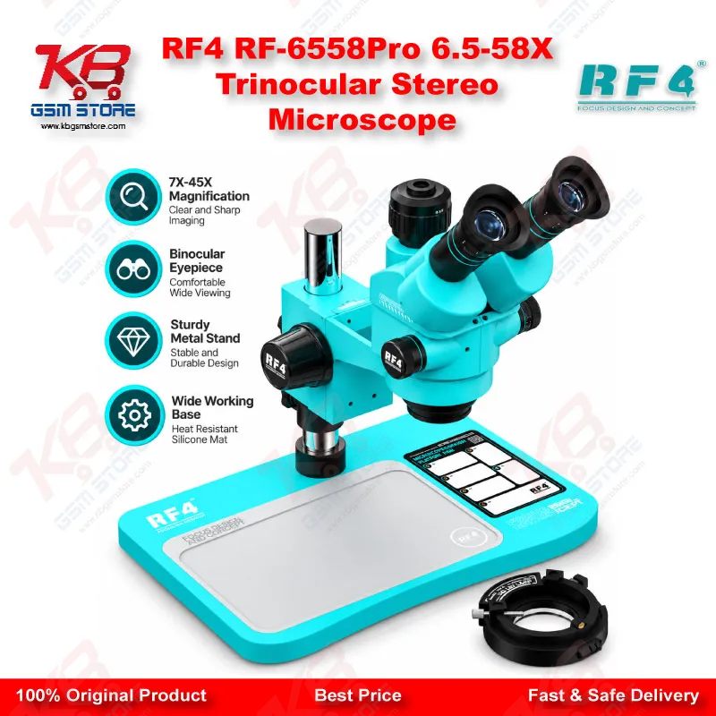 RF4 RF-6558Pro 6.5-58X Trinocular Stereo Microscope