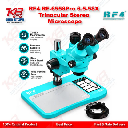RF4 RF-6558Pro 6.5-58X Trinocular Stereo Microscope
