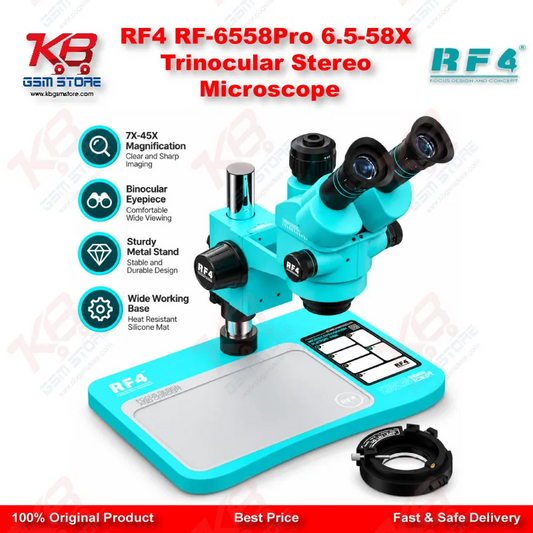 RF4 RF-6558Pro 6.5-58X Trinocular Stereo Microscope