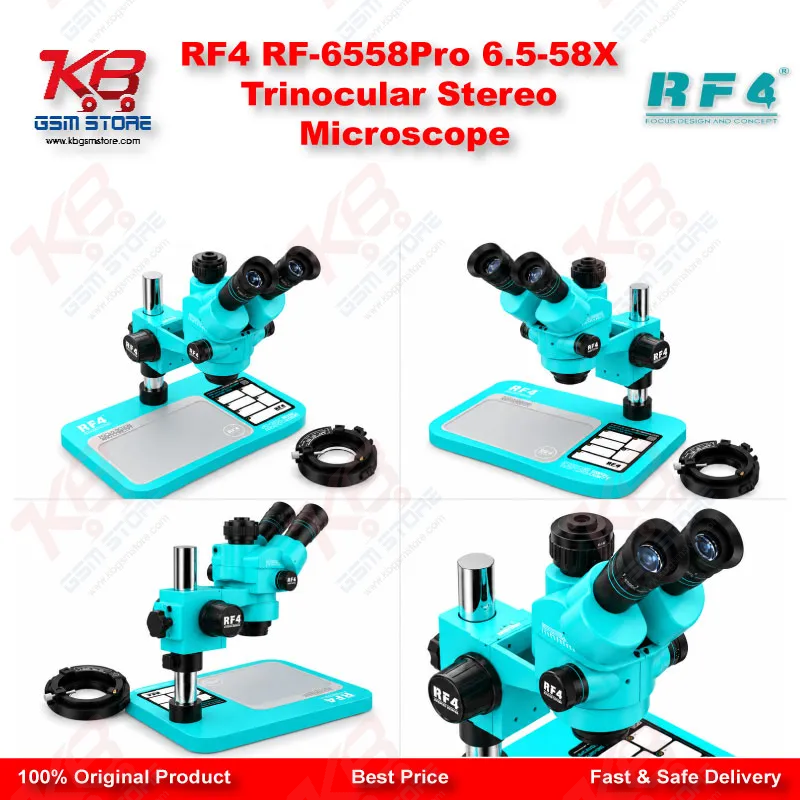 RF4 RF-6558Pro 6.5-58X Trinocular Stereo Microscope