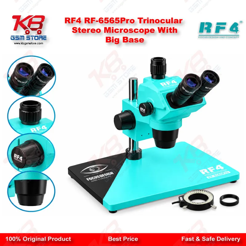 RF4 RF-6565Pro Trinocular Stereo Microscope With Big Base