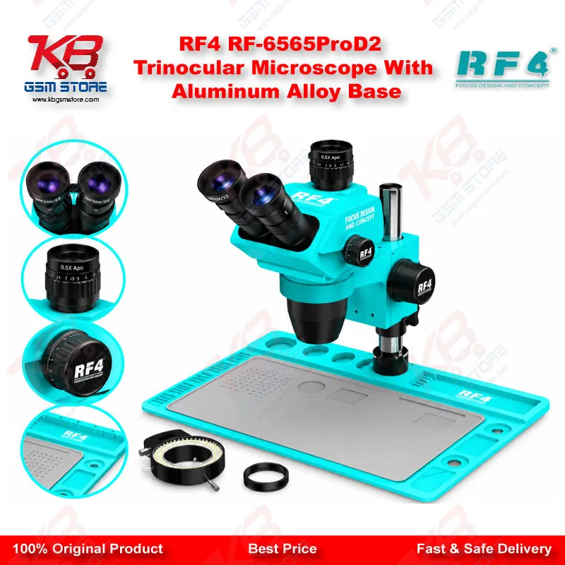 RF4 RF-6565ProD2 Trinocular Microscope With Aluminum Alloy Base