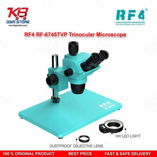 RF4 RF6745TVP 6.7X-45X Synchronous Zoom Trinocular Stereo Microscope with Aluminum Alloy Big Base