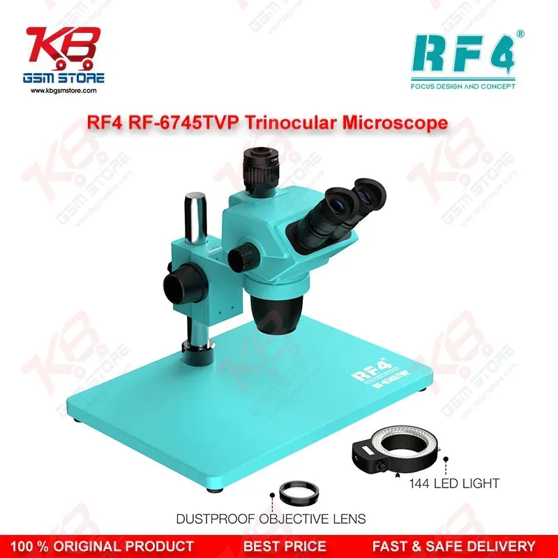 RF4 RF6745TVP 6.7X-45X Synchronous Zoom Trinocular Stereo Microscope with Aluminum Alloy Big Base