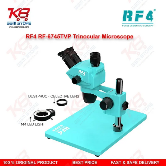 RF4 RF6745TVP 6.7X-45X Synchronous Zoom Trinocular Stereo Microscope with Aluminum Alloy Big Base