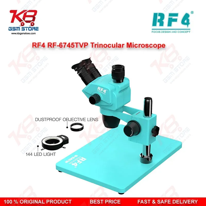 RF4 RF6745TVP 6.7X-45X Synchronous Zoom Trinocular Stereo Microscope with Aluminum Alloy Big Base