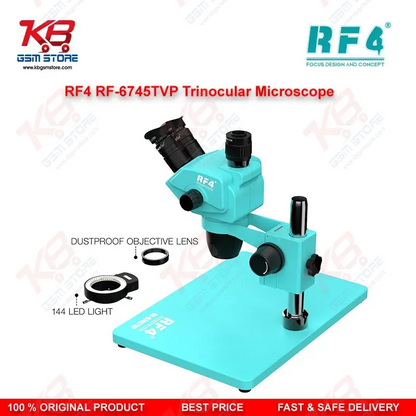 RF4 RF6745TVP 6.7X-45X Synchronous Zoom Trinocular Stereo Microscope with Aluminum Alloy Big Base