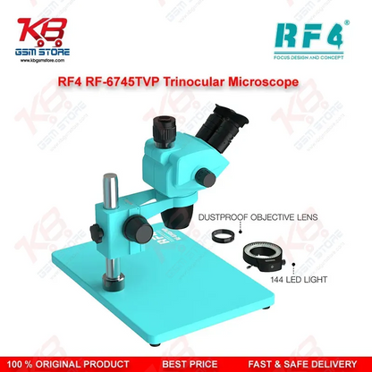 RF4 RF6745TVP 6.7X-45X Synchronous Zoom Trinocular Stereo Microscope with Aluminum Alloy Big Base