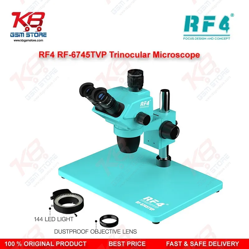 RF4 RF6745TVP 6.7X-45X Synchronous Zoom Trinocular Stereo Microscope with Aluminum Alloy Big Base