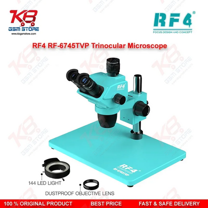 RF4 RF6745TVP 6.7X-45X Synchronous Zoom Trinocular Stereo Microscope with Aluminum Alloy Big Base