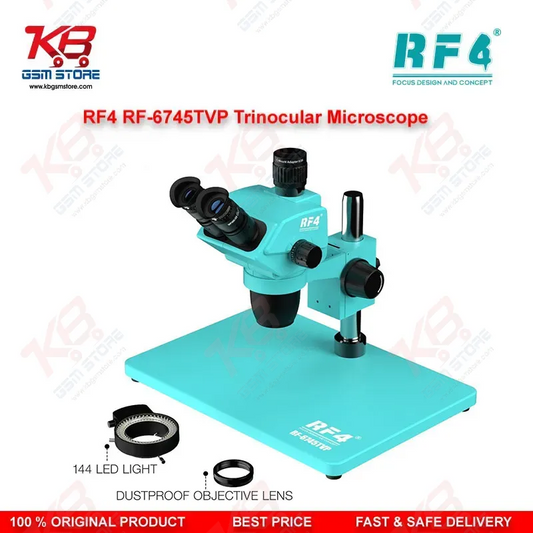 RF4 RF6745TVP 6.7X-45X Synchronous Zoom Trinocular Stereo Microscope with Aluminum Alloy Big Base