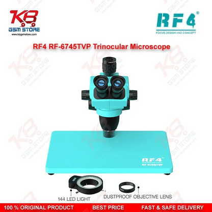RF4 RF6745TVP 6.7X-45X Synchronous Zoom Trinocular Stereo Microscope with Aluminum Alloy Big Base