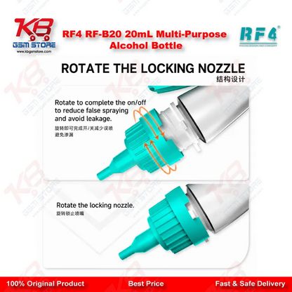 RF4 RF-B20 20mL Multi-Purpose Alcohol Bottle – Rotary Nozzle Press-Type Liquid Dispenser