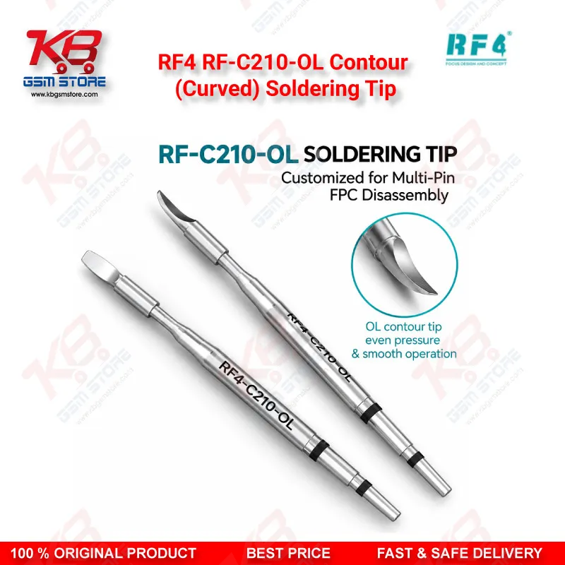 RF4 RF-C210-OL Contour (Curved) Soldering Tip – C210 Series Precision Cartridge for SMD & PCB Rework