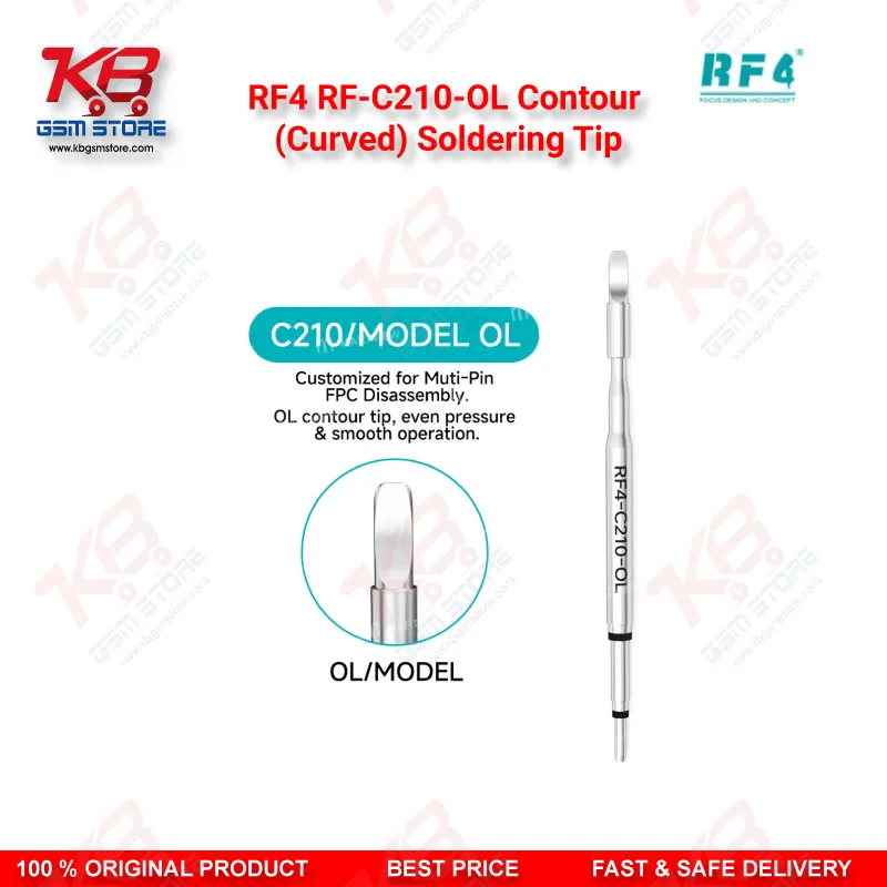 RF4 RF-C210-OL Contour (Curved) Soldering Tip – C210 Series Precision Cartridge for SMD & PCB Rework