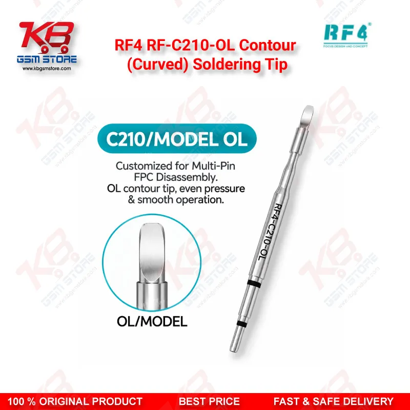 RF4 RF-C210-OL Contour (Curved) Soldering Tip – C210 Series Precision Cartridge for SMD & PCB Rework