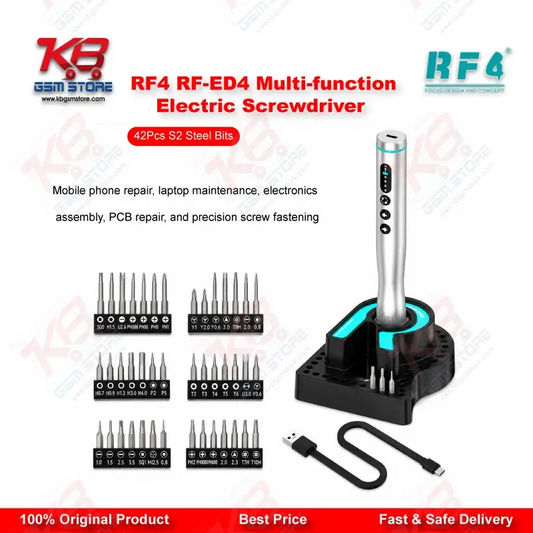 RF4 RF-ED4 Multi-function Electric Screwdriver Set with 42Pcs S2 Steel Bits – 4-Speed Adjustable, Type-C Charging