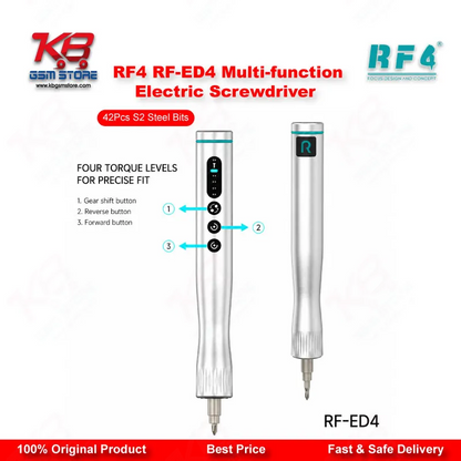 RF4 RF-ED4 Multi-function Electric Screwdriver Set with 42Pcs S2 Steel Bits – 4-Speed Adjustable, Type-C Charging
