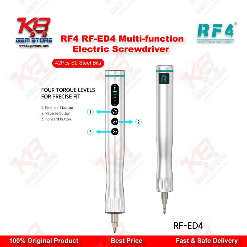 RF4 RF-ED4 Multi-function Electric Screwdriver Set with 42Pcs S2 Steel Bits – 4-Speed Adjustable, Type-C Charging