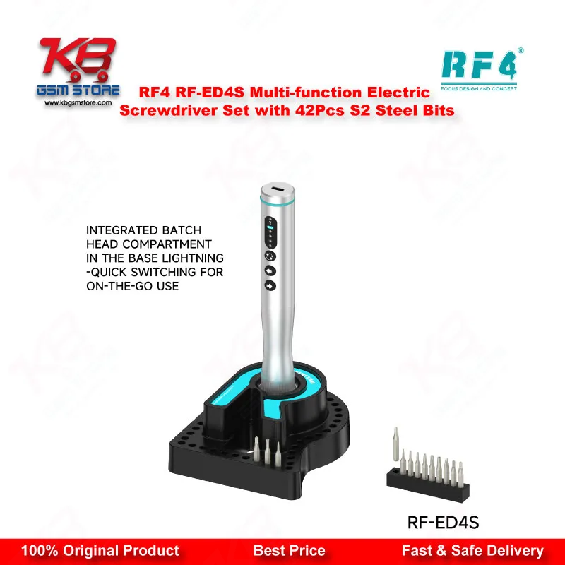 RF4 RF-ED4S Electric Screwdriver Set – 42Pcs S2 Steel Bits with Charging Base