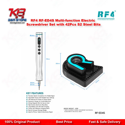 RF4 RF-ED4S Electric Screwdriver Set – 42Pcs S2 Steel Bits with Charging Base
