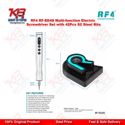 RF4 RF-ED4S Electric Screwdriver Set – 42Pcs S2 Steel Bits with Charging Base