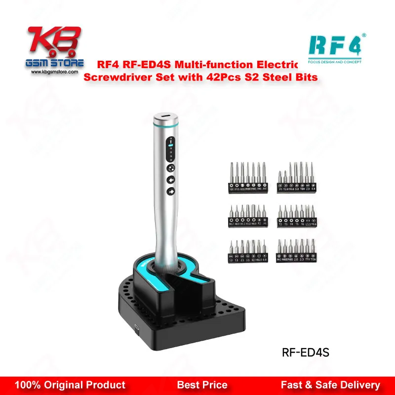 RF4 RF-ED4S Electric Screwdriver Set – 42Pcs S2 Steel Bits with Charging Base