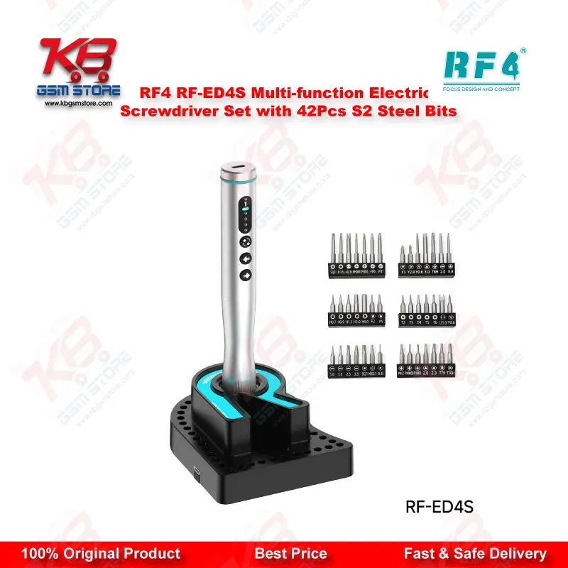 RF4 RF-ED4S Electric Screwdriver Set – 42Pcs S2 Steel Bits with Charging Base