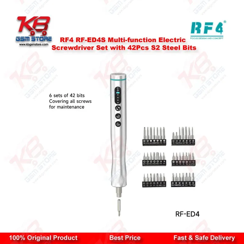 RF4 RF-ED4S Electric Screwdriver Set – 42Pcs S2 Steel Bits with Charging Base