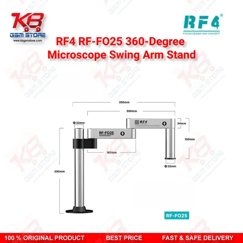 RF4 RF-FO25 360-Degree Microscope Swing Arm Stand – Universal Adjustable Bracket for Repair Workshops