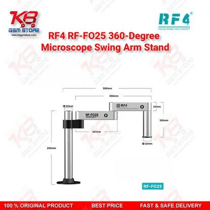 RF4 RF-FO25 360-Degree Microscope Swing Arm Stand – Universal Adjustable Bracket for Repair Workshops