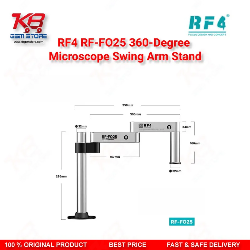 RF4 RF-FO25 360-Degree Microscope Swing Arm Stand – Universal Adjustable Bracket for Repair Workshops