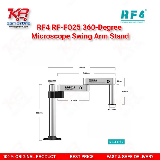 RF4 RF-FO25 360-Degree Microscope Swing Arm Stand – Universal Adjustable Bracket for Repair Workshops