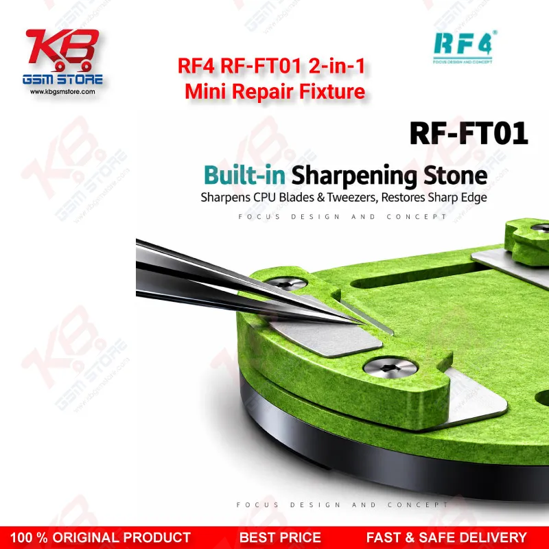 RF4 RF-FT01 2-in-1 Mini Clamping & Sharpening Repair Fixture – Chip & Motherboard Clamp with Built-In Blade Sharpener
